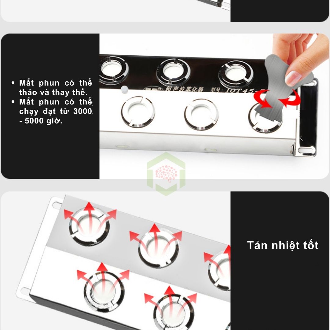 Vỉ phun sương siêu âm 10 mắt phun