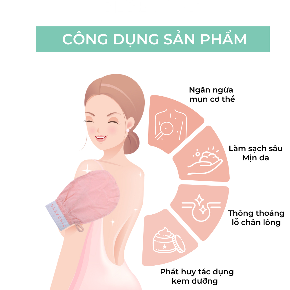 Găng Tay Tẩy Da Chết Làm Sạch Da Cao Cấp BEBECHIC