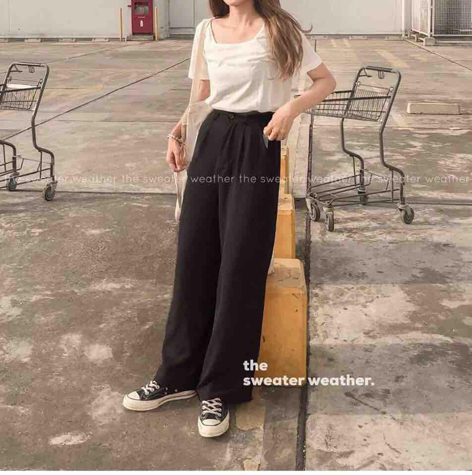 QUẦN CULOTTES ĐEN NÚT