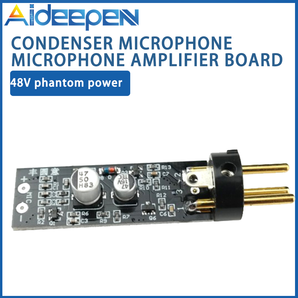 Aideepen 15-48V Phantom Power Electret Condenser Microphone Amplifier Board for K Song Recording Conference Speech 125db