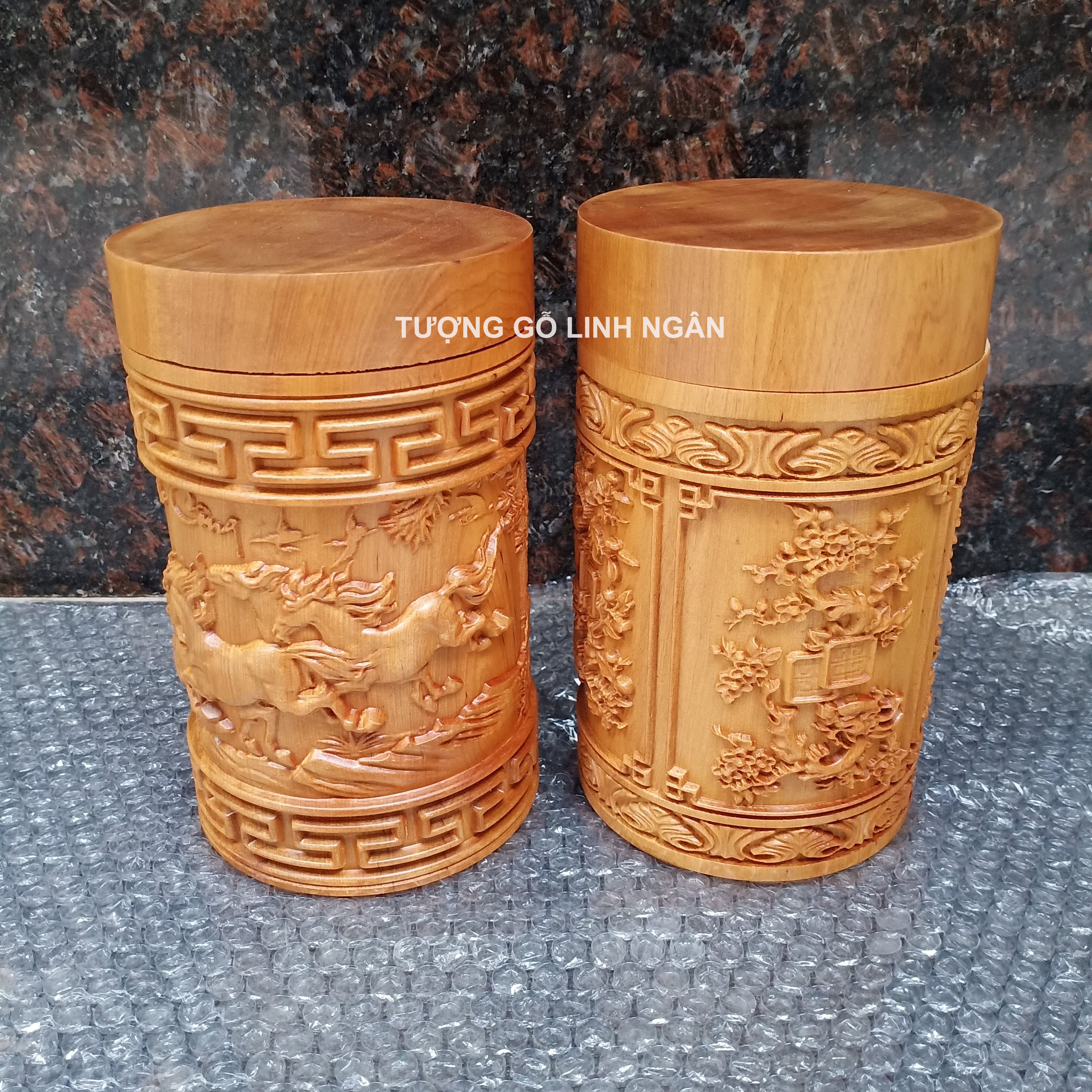 Hộp đựng chè gỗ bách xanh