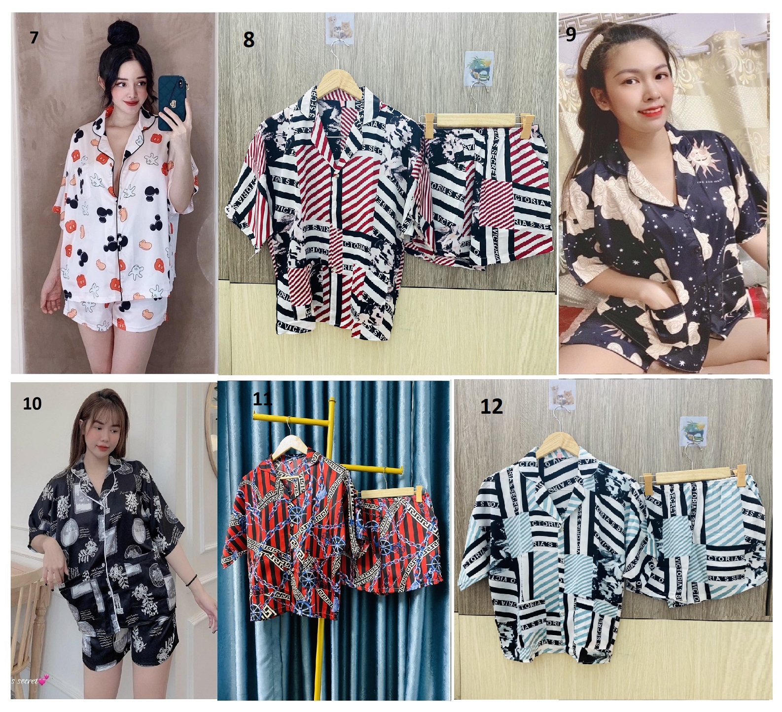 [HCM]Đồ Bộ Lụa Satin Tay Cánh Dơi Quần Đùi (Part 2)