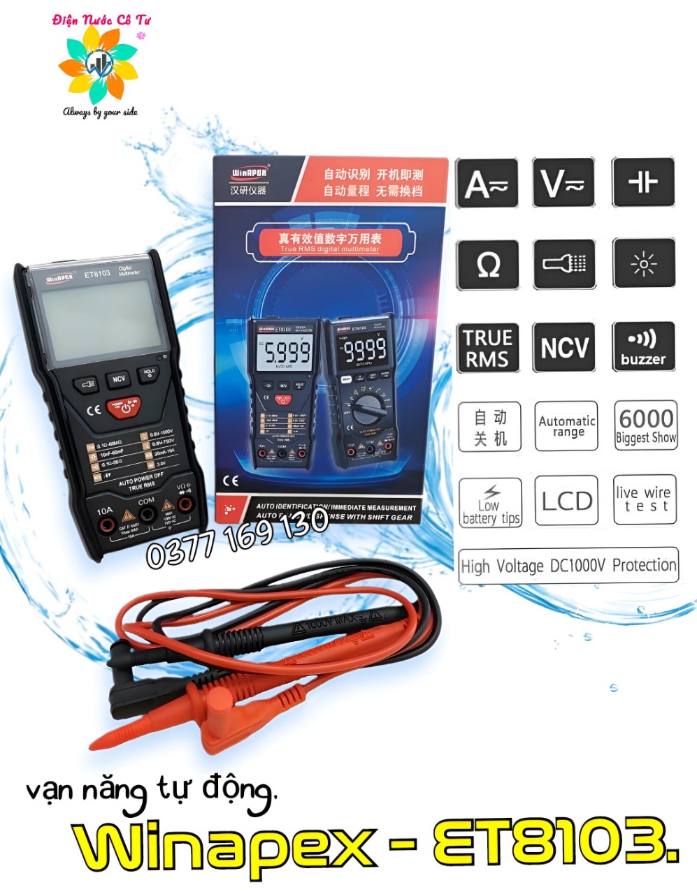 Đồng hồ vạn năng điện tử tự động winapex et8103