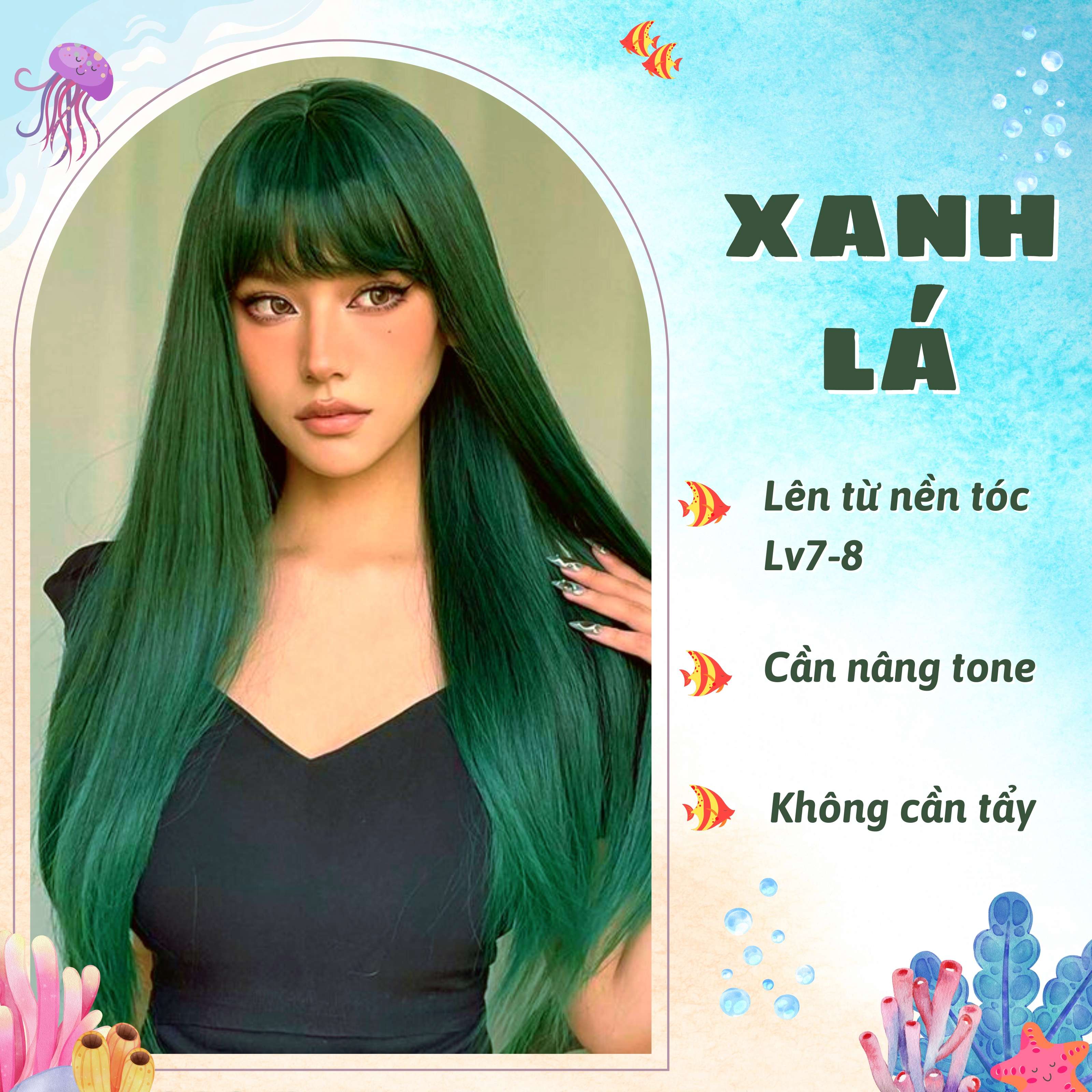 Thuốc Nhuộm Tóc Màu Xanh Lá - Risu Hair.