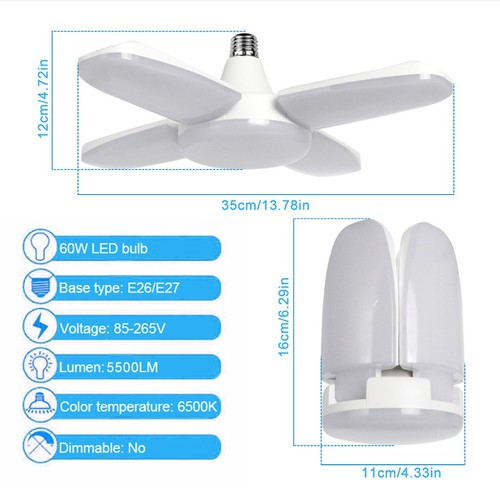 Bóng đèn led 4 cánh 60W siêu sáng ( hình cánh quạt)