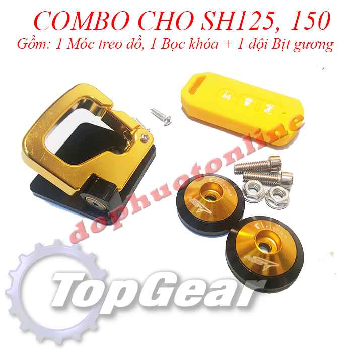 Combo Đồ Chơi Xe SH: 3 Món Bọc Khóa - Móc Treo Đồ - Bịt Gương