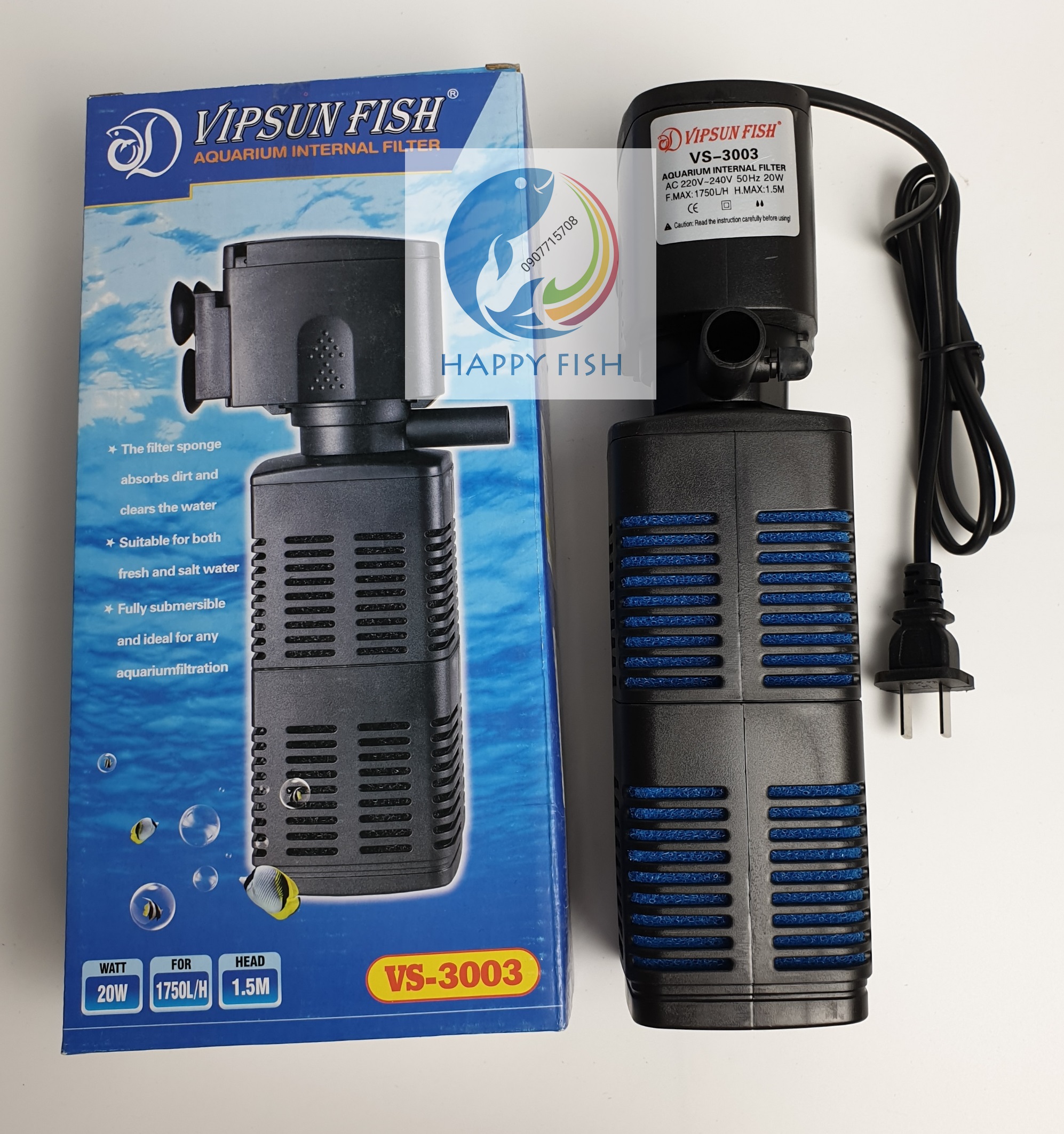 Vipsun vs 3003 - máy bơm lọc và tạo khí cho hồ cá - hàng công ty