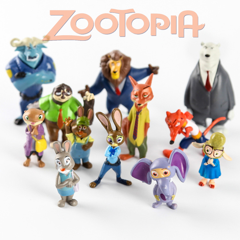 Bộ đồ chơi Zootopia 12 nhân vật phim Hoạt Hình Phi Vụ Động Trời Nick &
