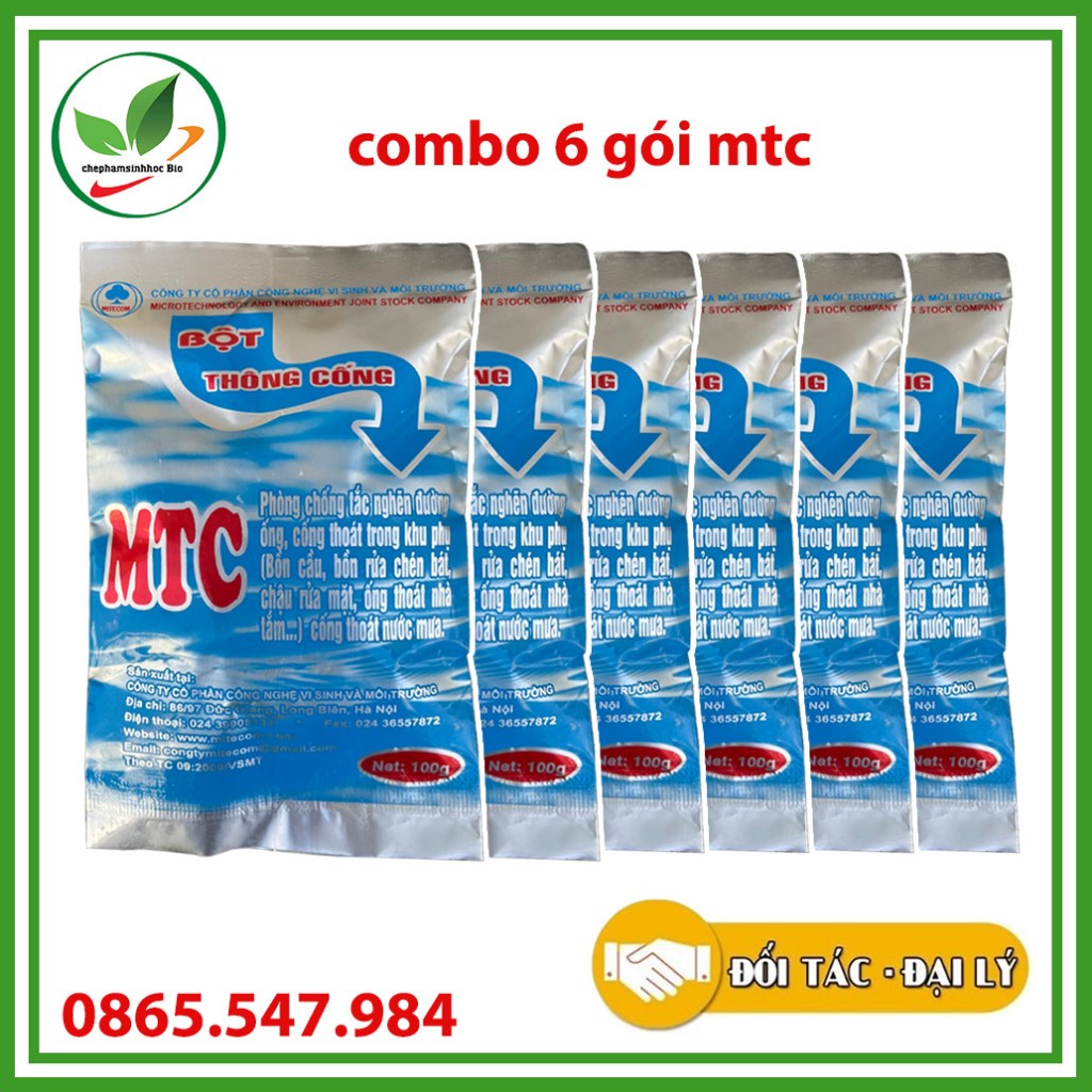 Combo 6 gói. Bột thông cống MTC. Gói 100g