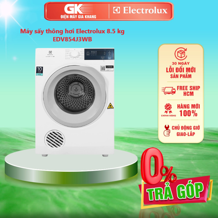 Máy sấy thông hơi electrolux 8.5 kg edv854j3wb mới 2022 - giao toàn quốc - freeship hcm