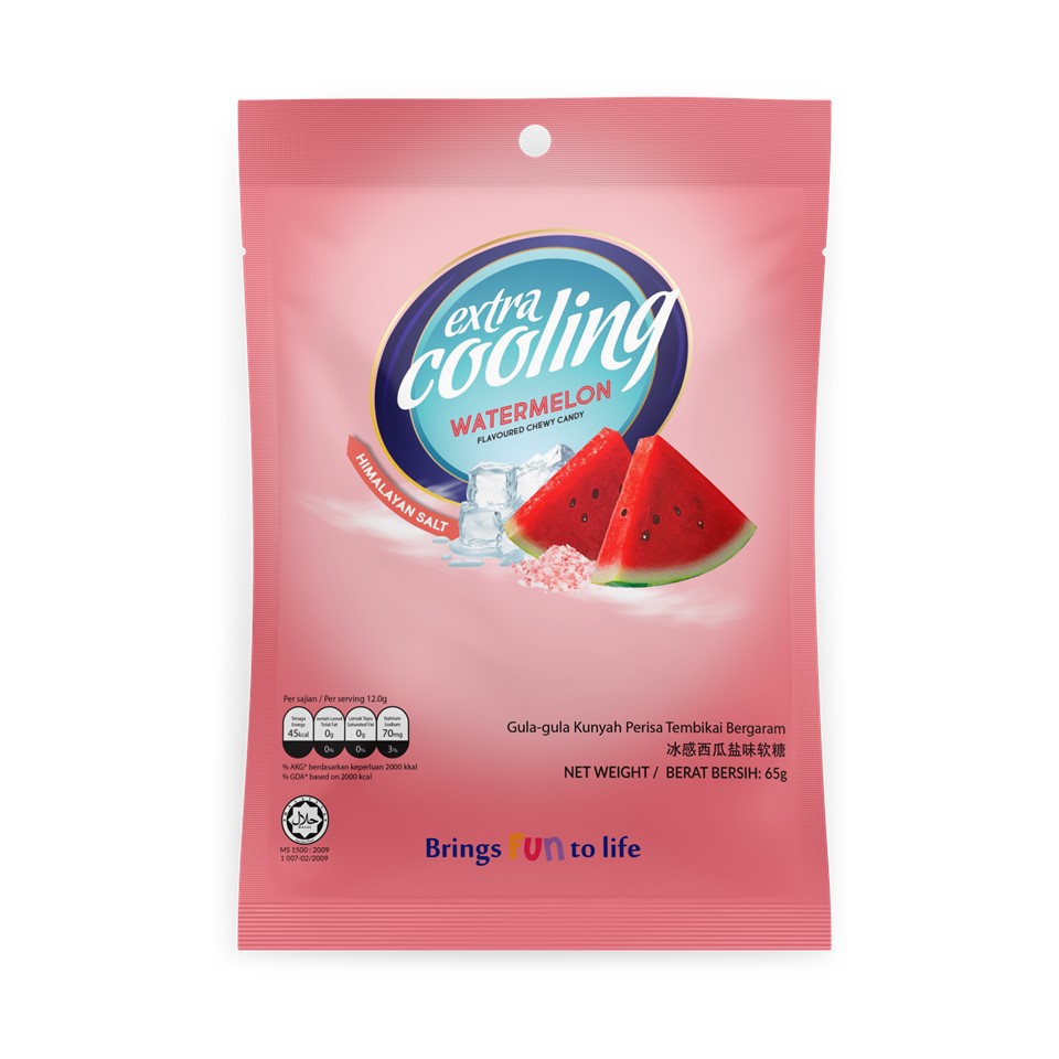 Kẹo Mềm Dưa Hấu Muối Extra Cooling - Extra Cooling WaterMelon Chewy Candy (Gói 65g)