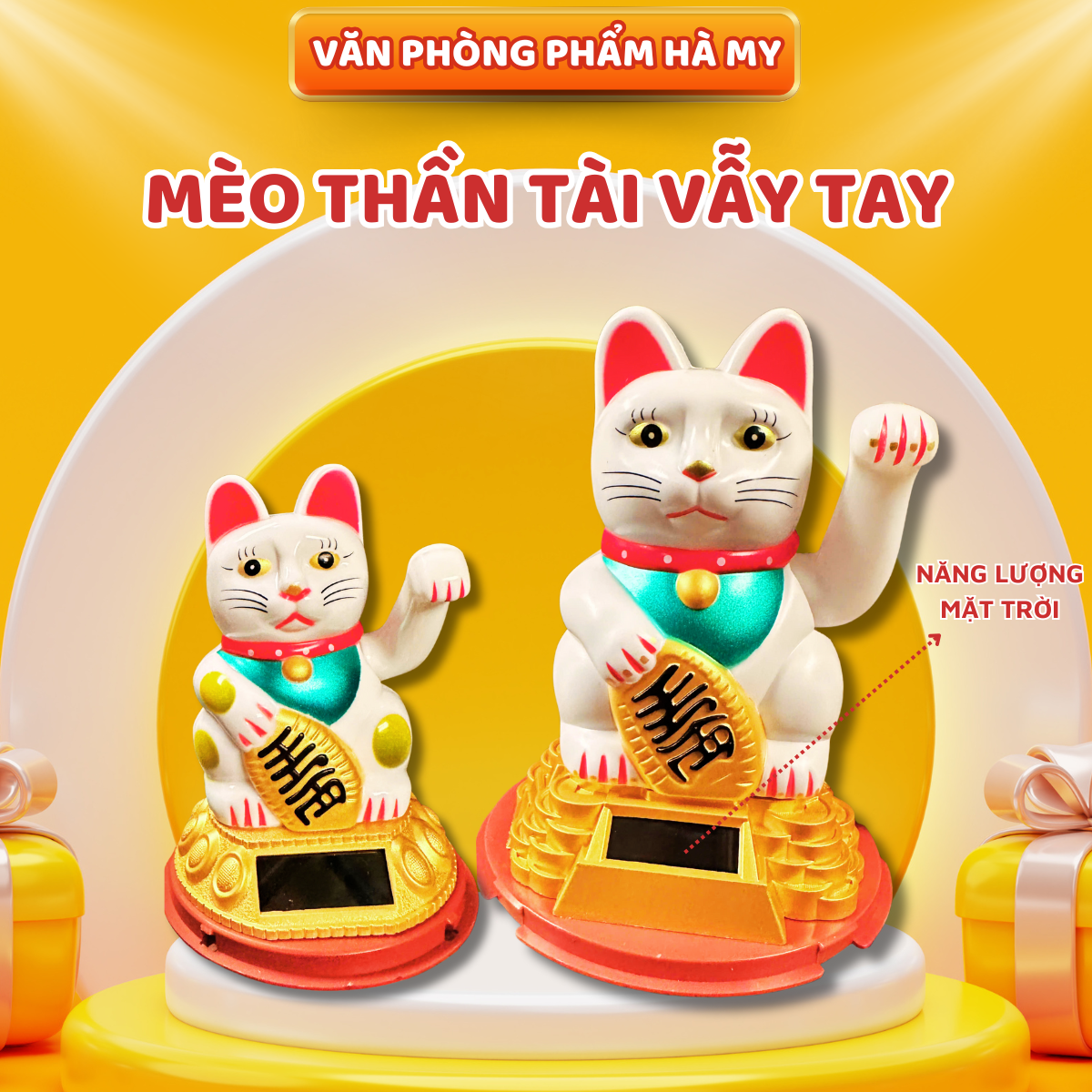 Mèo Thần Tài Vẫy Tay Dùng Năng Lượng Mặt Trời - Mang Lại May Mắn Tài Lộc Cho Gia Chủ