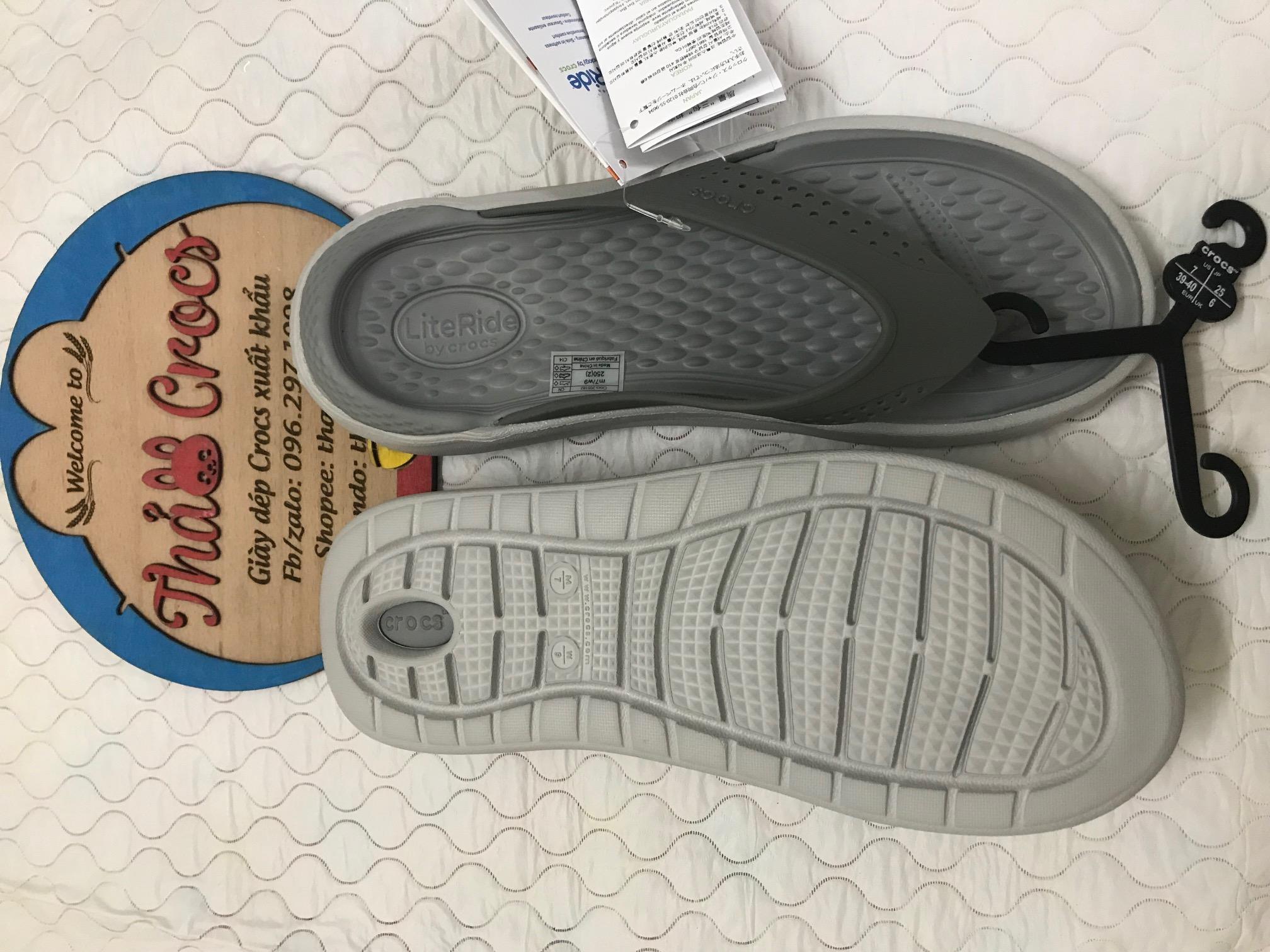 Dép xỏ ngón Crocs LiteRide siêu êm (Xám/Xám)