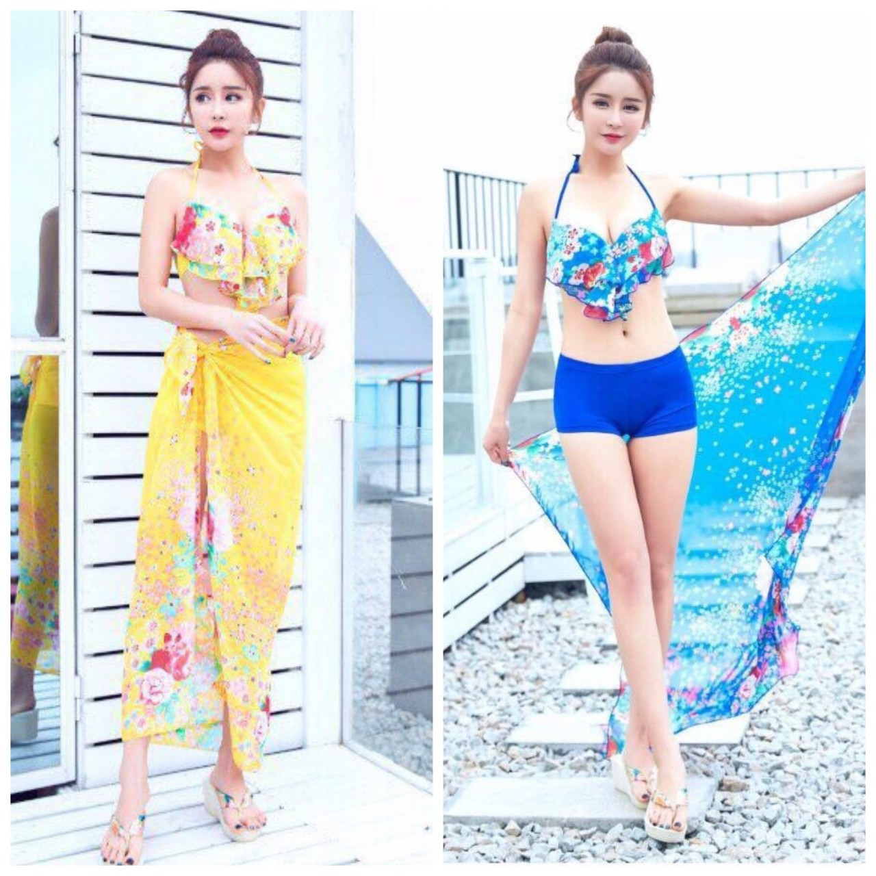 [HCM]SET BIKINI HOA NỮ TÍNH KÈM KHĂN - NT4299