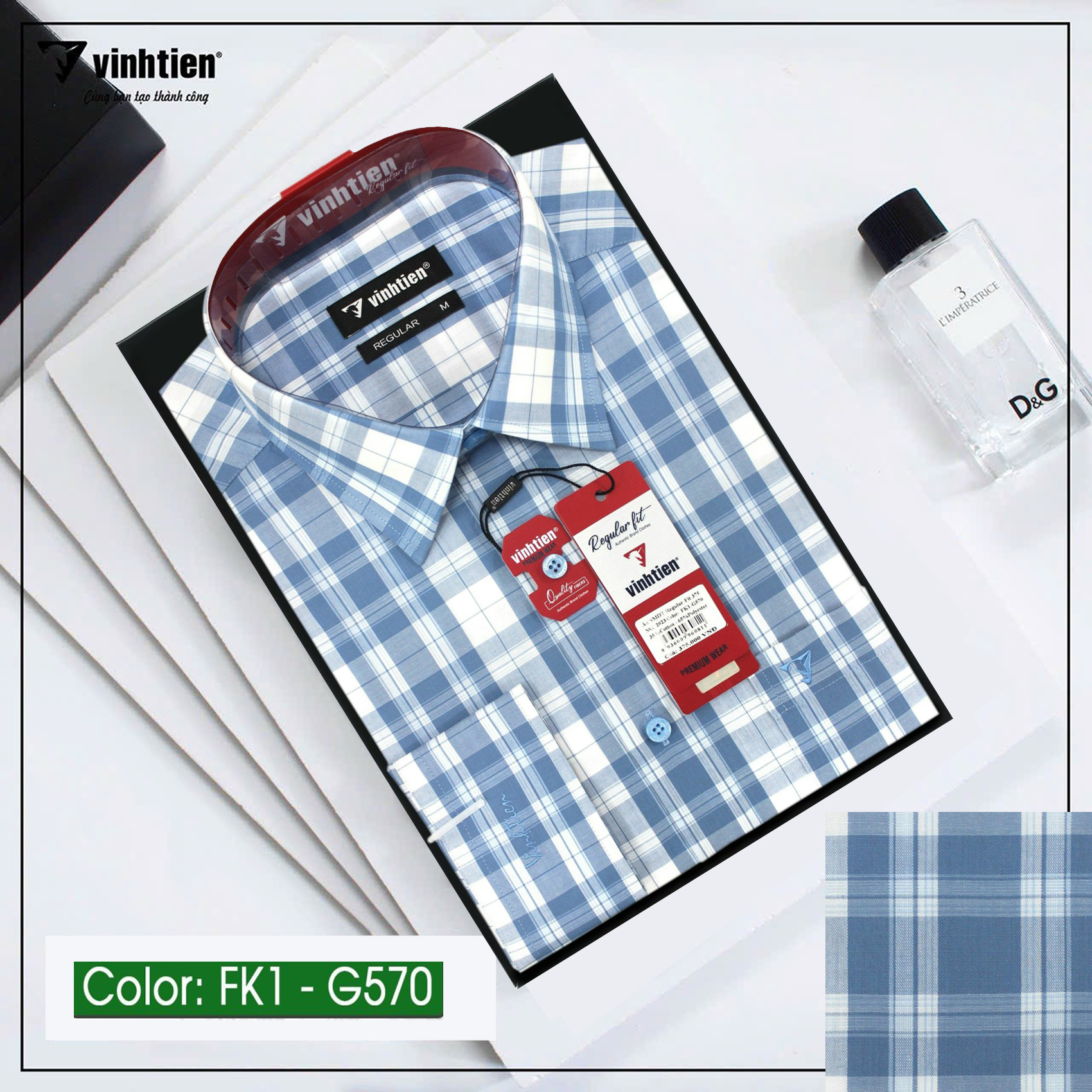 Áo Sơ Mi Dài Tay Dáng Regular- Vạt Ngang Vĩnh Tiến G570
