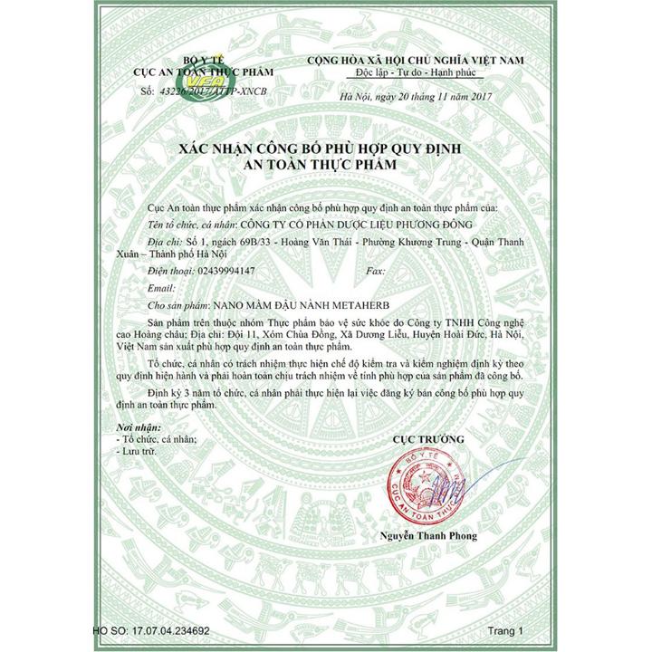 combo 2 hộp Nano Mầm đậu nành Metaherb