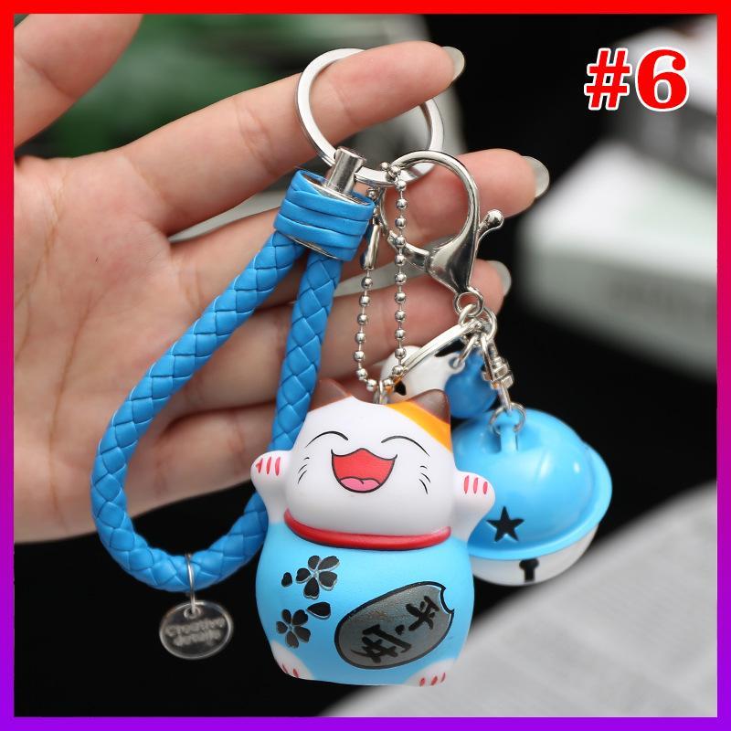 Móc khóa Mèo thần tài Maneki MAY MẮN treo balo  có Chuông và dây đeo tay chắc chắn - NHShop