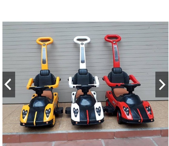 Xe chòi chân Ôtô có bảo hiểm + cần đẩy + nhạc đèn + thùng đồ + ghế bọc da