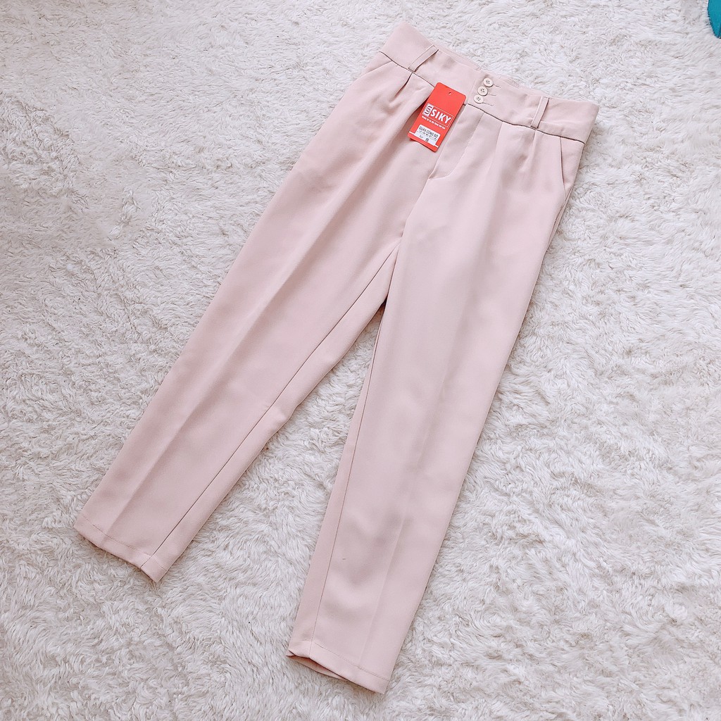Quần baggy nữ công sở cạp cao 3 khuy