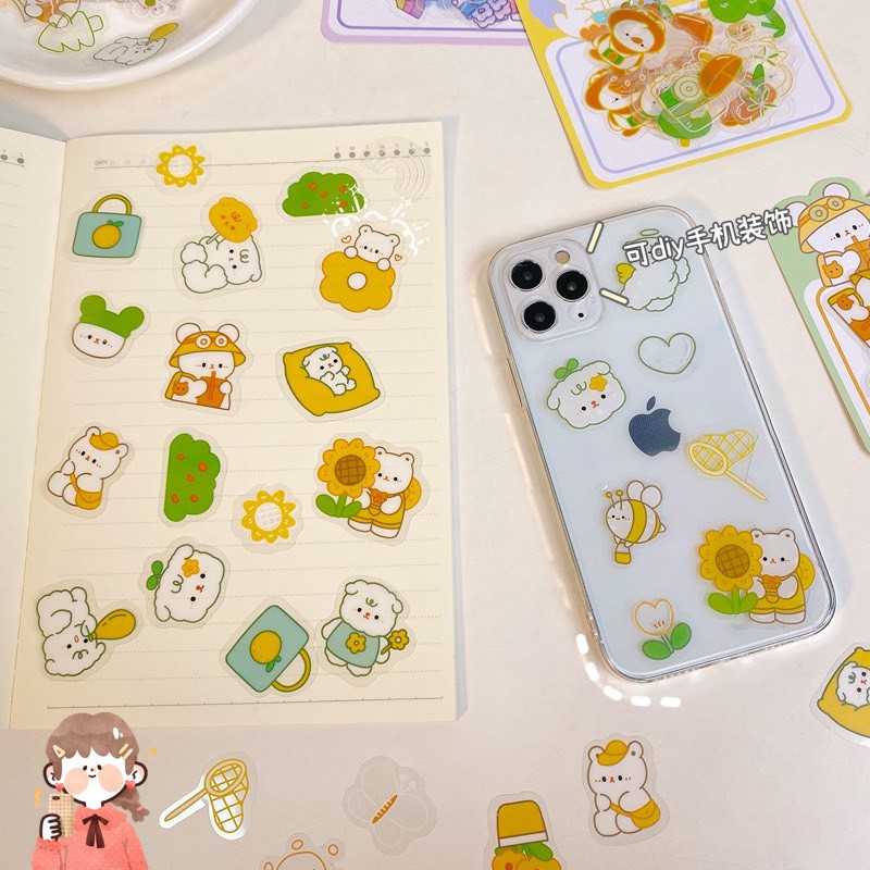 [ATKSHOP] 15 sticker gấu , mèo cute