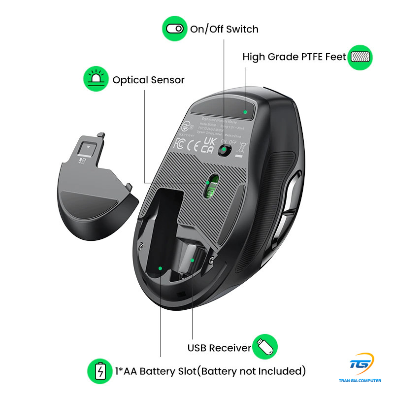 Chuột không dây 2.4G Silent Click 4000 DPI cao cấp Ugreen 90545