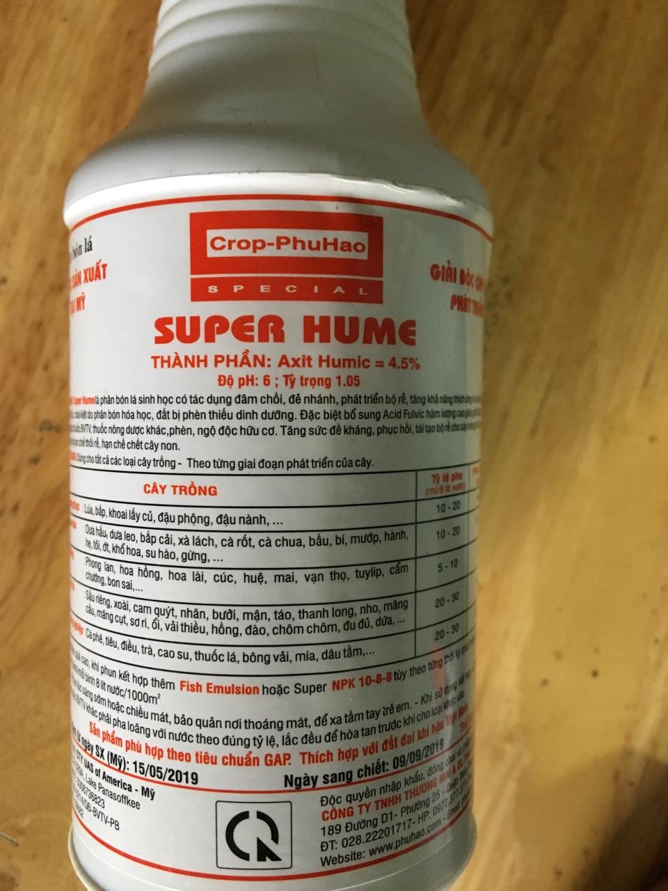 Phân bón lá Super Hume Phú Hảo 250ml