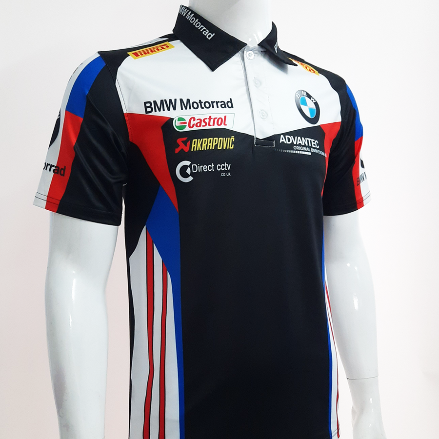 Áo thun nam có cổ tem xe BMW
