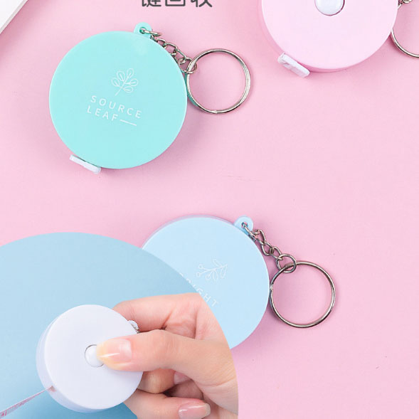Thước dây cuộn rút 2 mặt hình tròn hình vuông có móc khóa nhỏ gọn tiện lợi 150mm