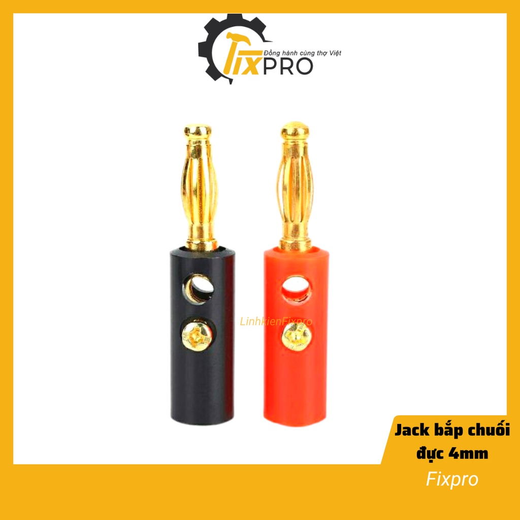 Jack bắp chuối đực 4mm mạ vàng màu đen