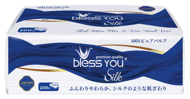 Khăn giấy lụa softpack bless you silk lớp cao cấp gói 200 tờ