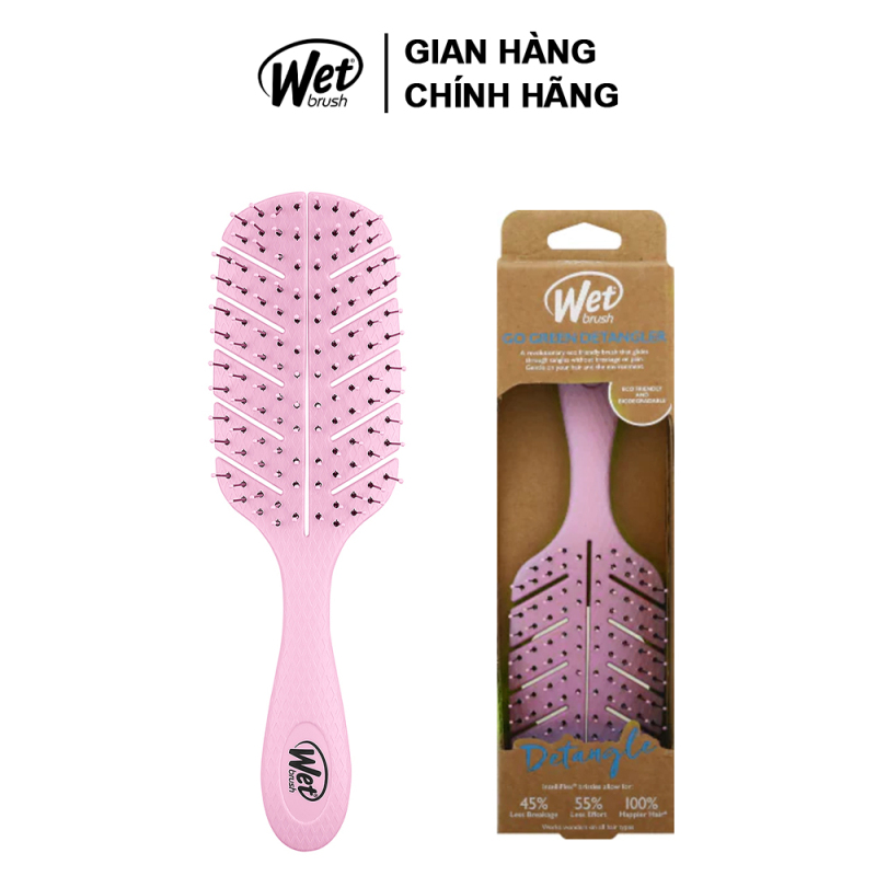 Lược chải tóc Wet Brush Go Green Detangler - Pale Pink cao cấp