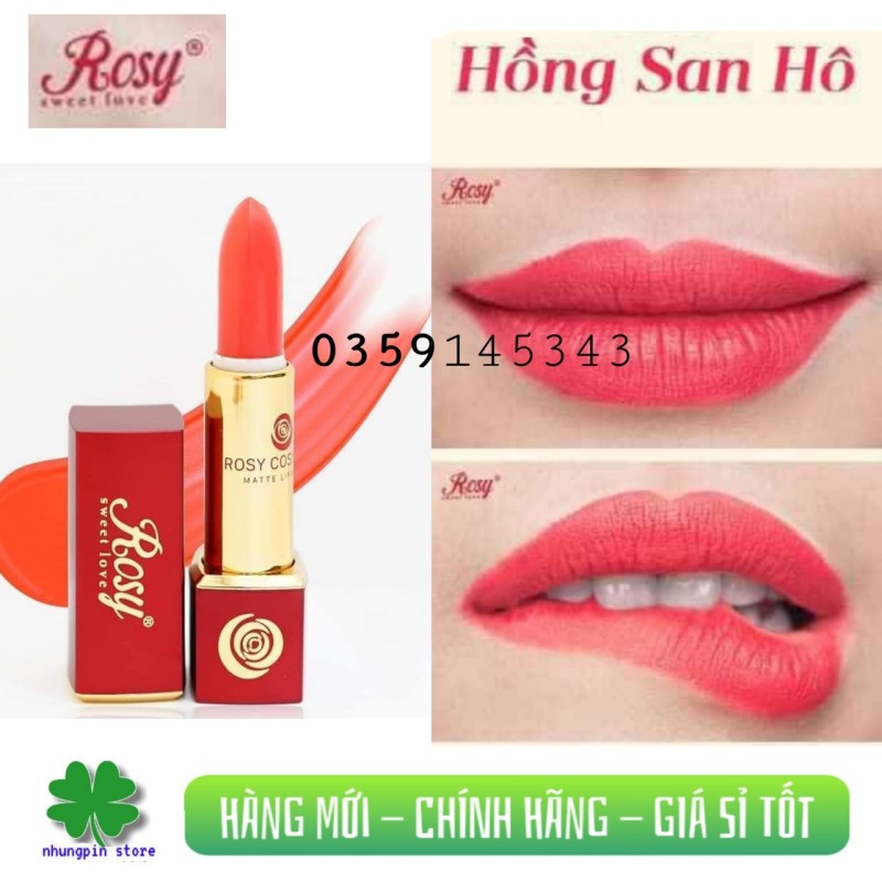 SON MÔI - SON ROSY THỎI CAO CẤP FULL 12 MÀU - SON ROSY LÌ TẶNG KÈM PHIẾU BẢO HÀNH