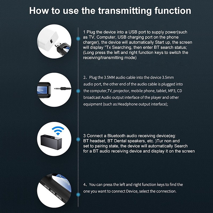 USB Thu Phát Âm Thanh Bluetooth 5.0 BT 2in 1