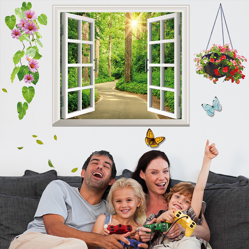 [HCM]DECAL DÁN TƯỜNG CỬA SỔ RỪNG CÂY XANH