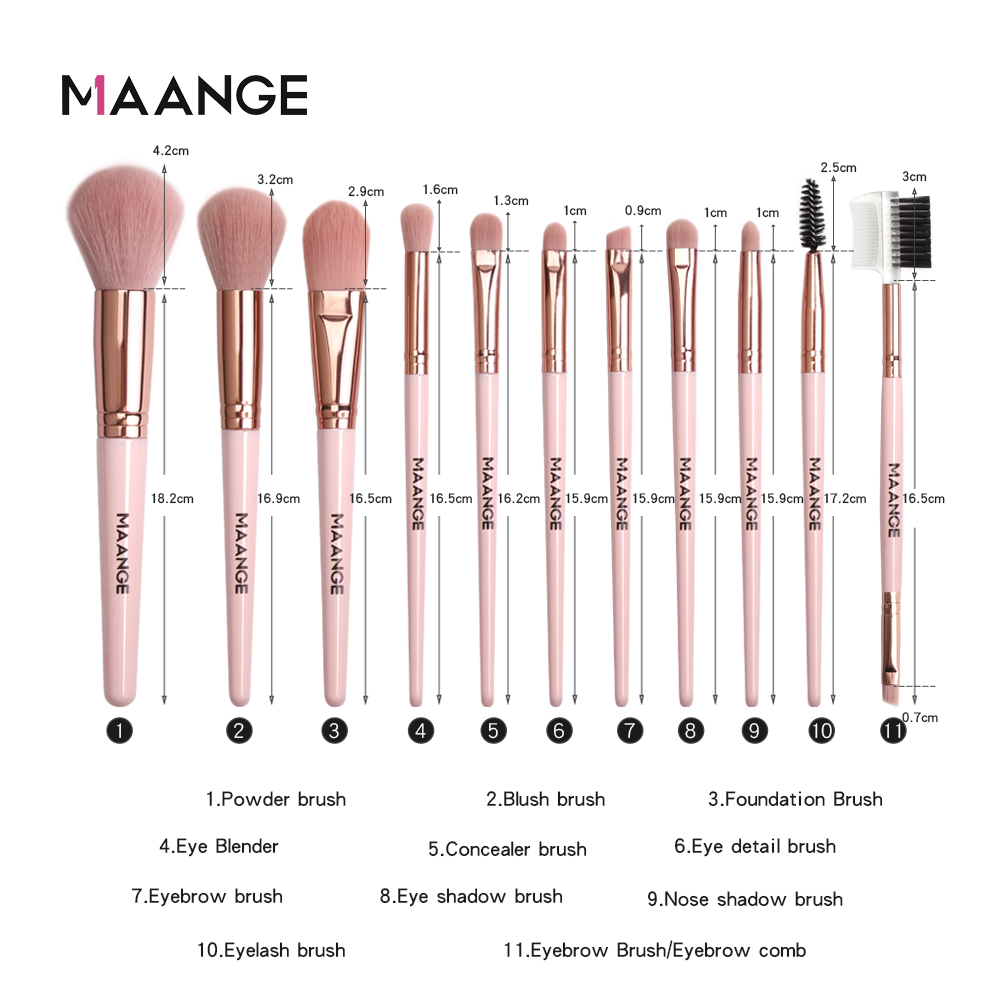 Bộ cọ trang điểm 11 cây MAANGE chuyên dụng 130g