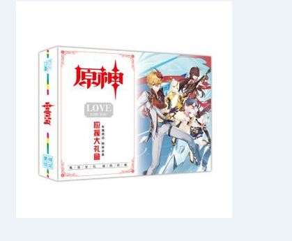 Hộp quà A5 GENSHIN IMPACT mẫu mới có poster postcard huy hiệu anime chibi