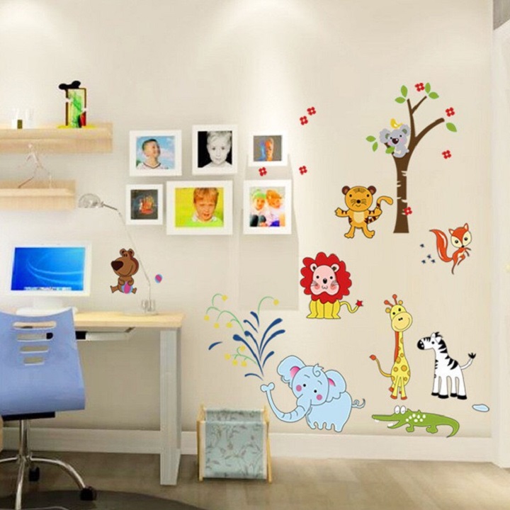 [HCM]Decal dán tường 9 con thú cho bé
