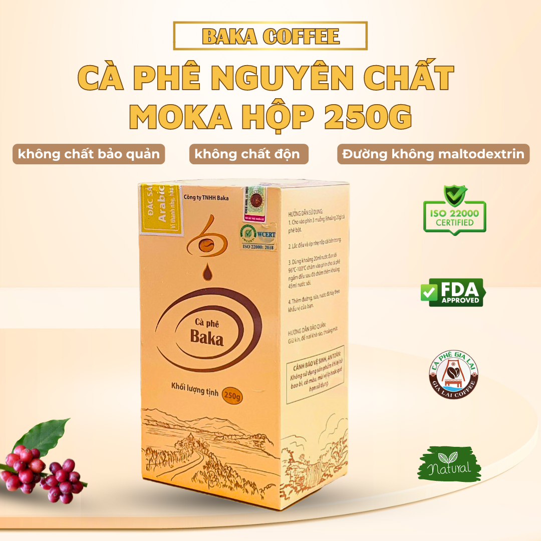 Cà Phê Nguyên Chất Baka - Moka (Hộp 250g)