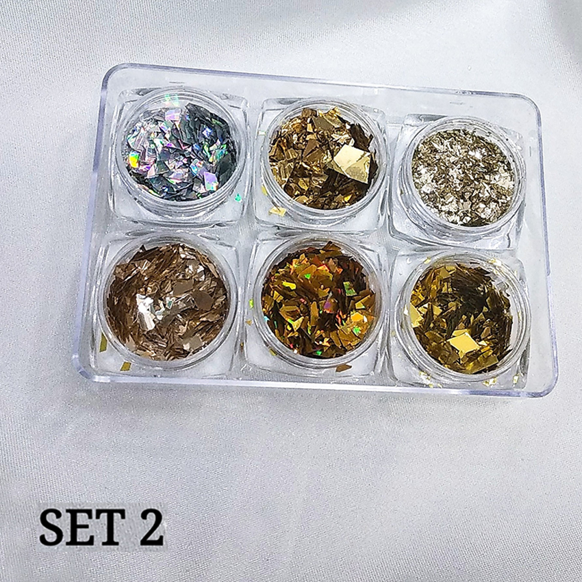 [HCM]Set 6 hũ thủy tinh vụn trang trí móng