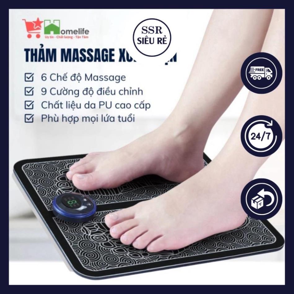 Thảm massage chân xung điện ems có led hiển thị pin sạc không remote