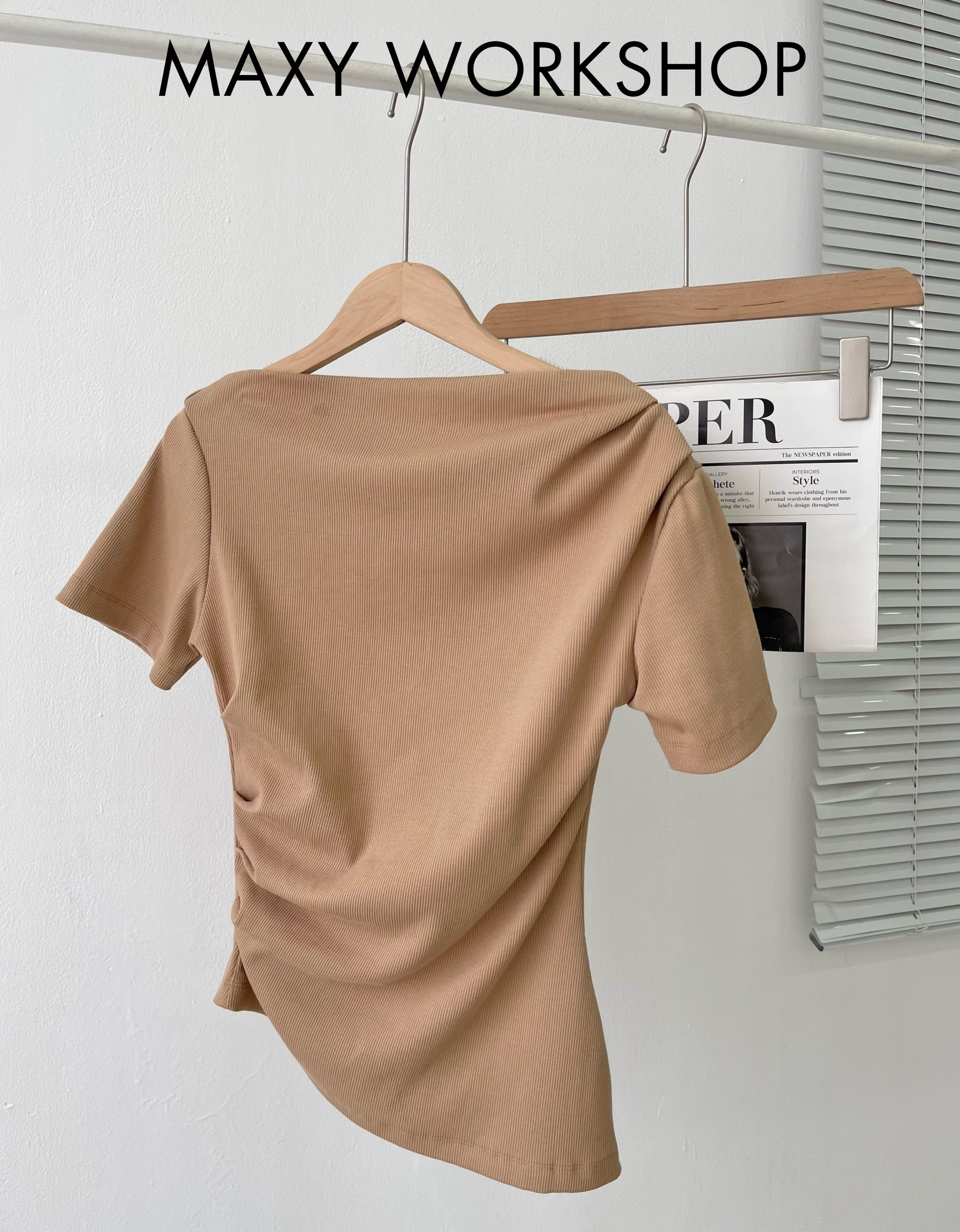 Áo thun nữ trễ vai tay ngắn Side Sleeve Tee Maxy Workshop