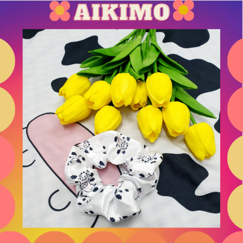 Buộc Tóc Vải Scrunchies Aikimo - Cột Tóc Scrunchies ( Bò Sữa Dễ Thương) Aikimo SB1