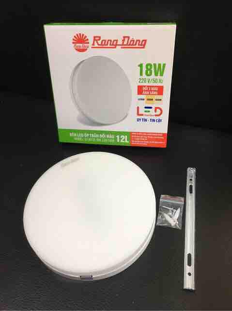 Đèn ốp trần tròn 18w đổi màu Rạng Đông Ø220mm