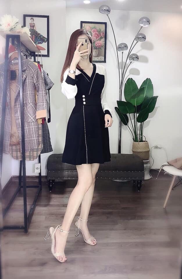 Đầm Voan Cổ V Thời Trang Công Sở TTSA0535