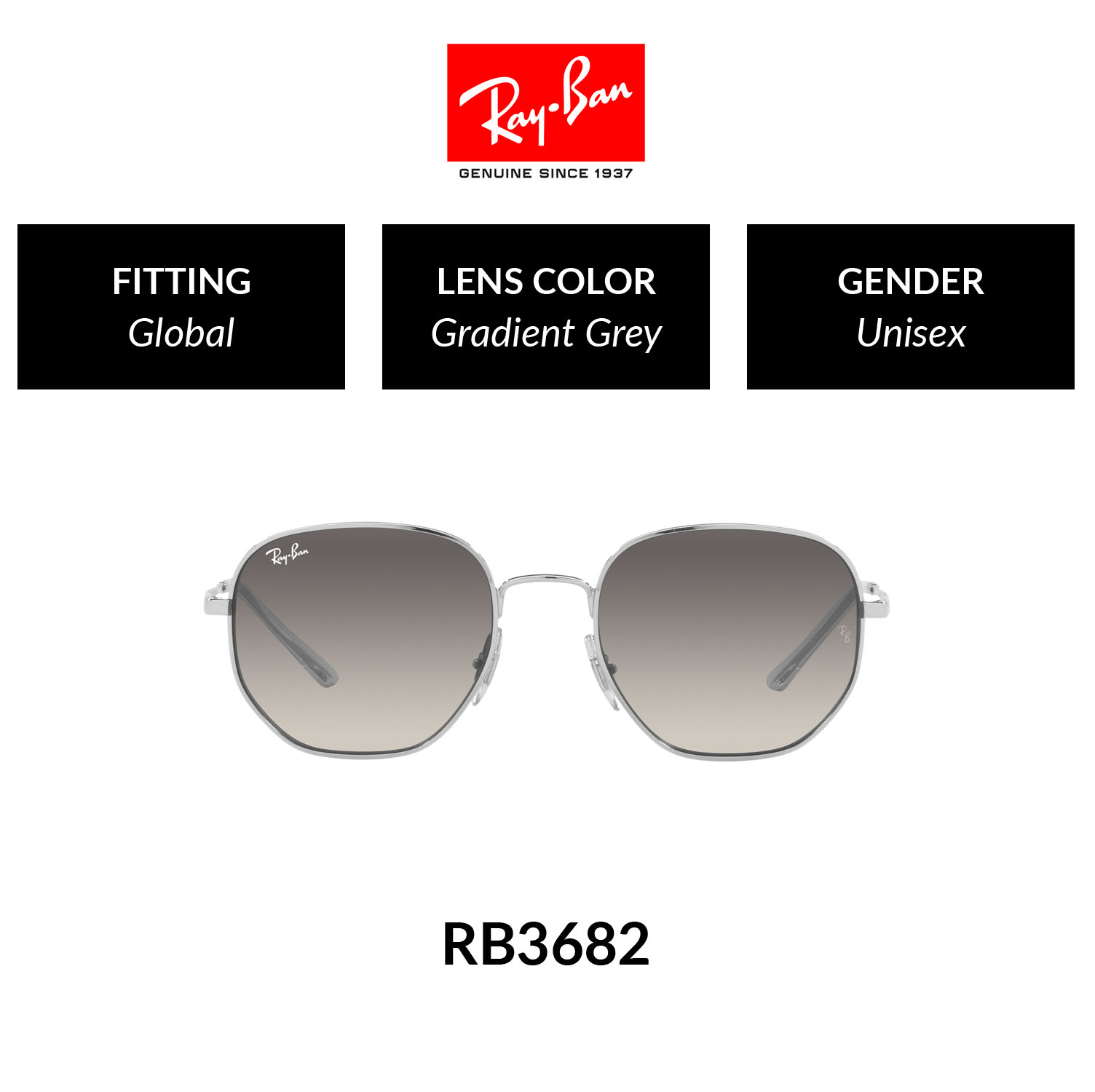 Mắt kính ray-ban - rb3682 003/11 - kính mát size 51