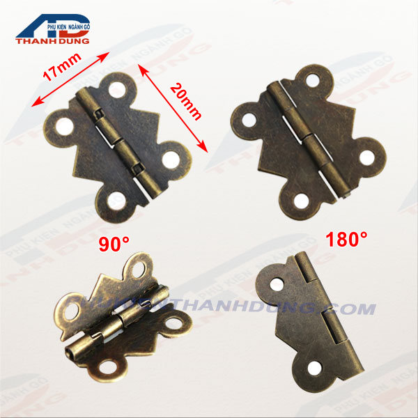[10 cái] Bản Lề Cánh Bướm Hộp Gỗ 17x20mm