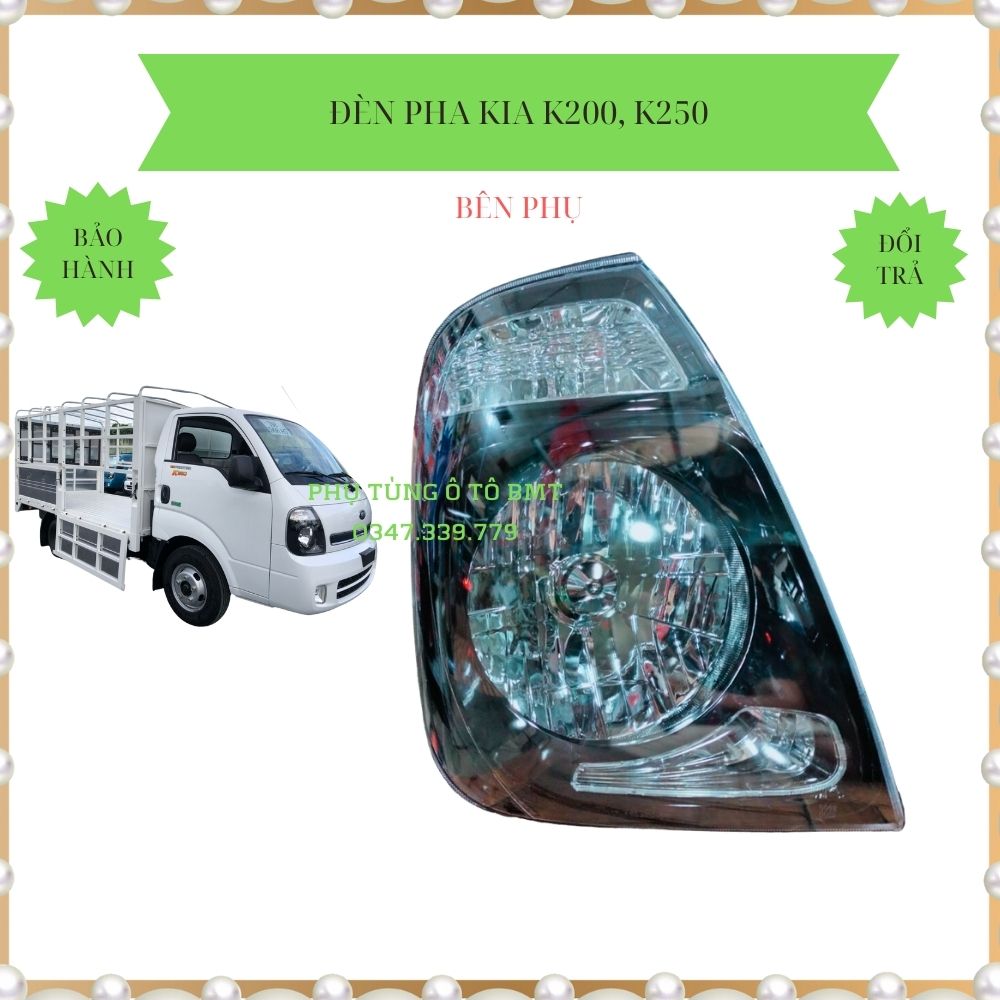 Đèn pha xe tải kia k200, kia k250, kia bonggo 3, mặt màu đen