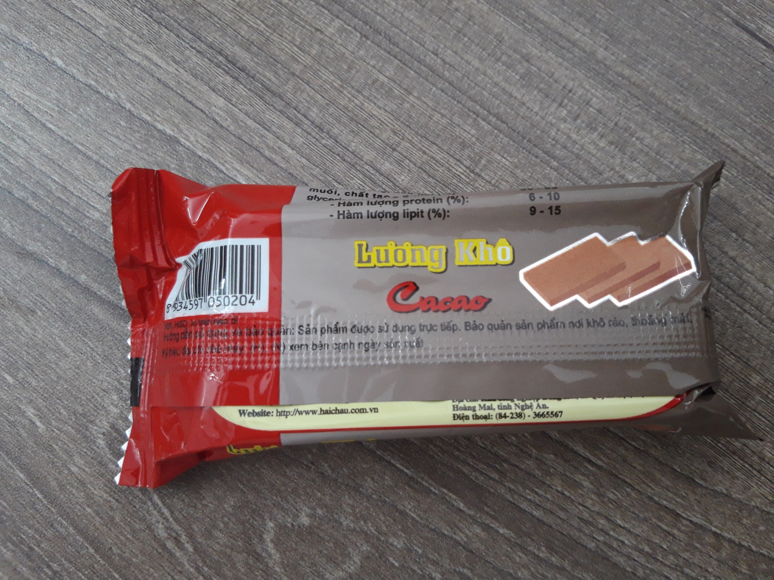 Lương khô Ca cao Hải Châu thanh 65g