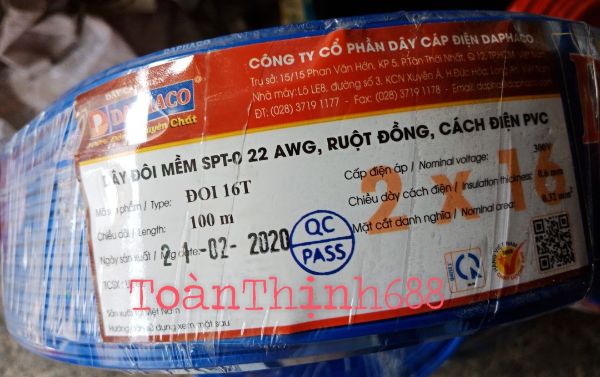 dây điện đôi 2x16 Daphaco 100mét dây điện đôi mềm [Rẻ vô địch] [Siêu Sale] [FreeShip] [Giá hủy diệt] [Chính hãng]