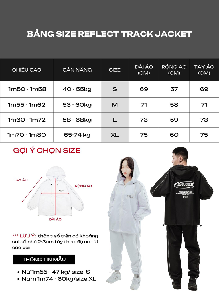 Áo khoác Davies nam nữ DSW Reflect Track Jacket - White